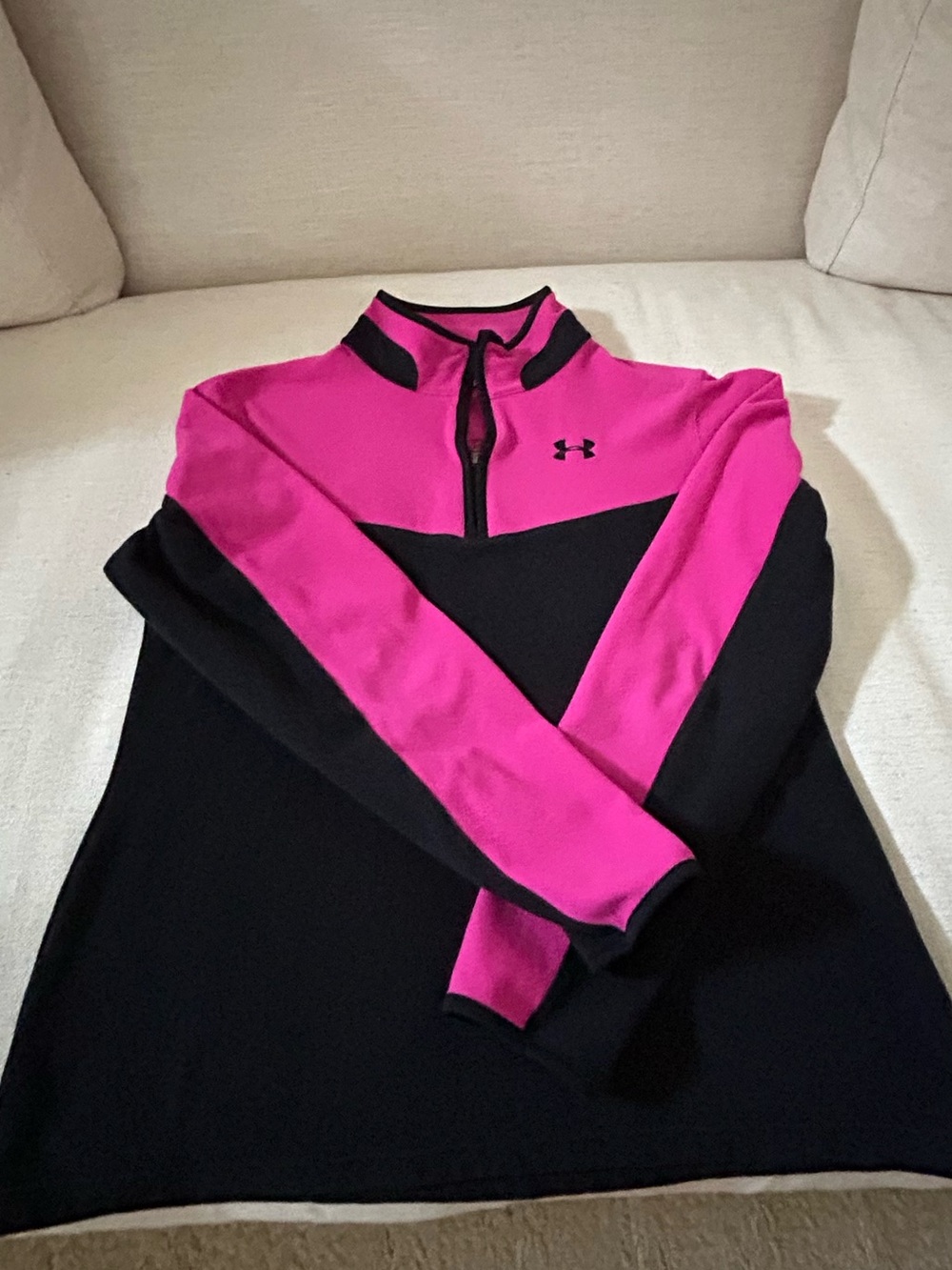 Under Armour Women's Hot Pink and Black Quarter Zip Pullover